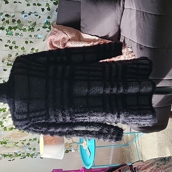 💚2xHP💚Nicole Alexander Wool Blend Super Soft Eyelash Grey and Black Cardigan - Picture 5 of 7